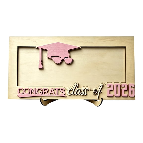 Class of 2026 Graduation Cash Gift Holder, 3D Wooden Money Frame with Display Stand, Unique Congrats Grad Keepsake Gift for High School & College Graduate, Creative Graduation Money Gift Decor