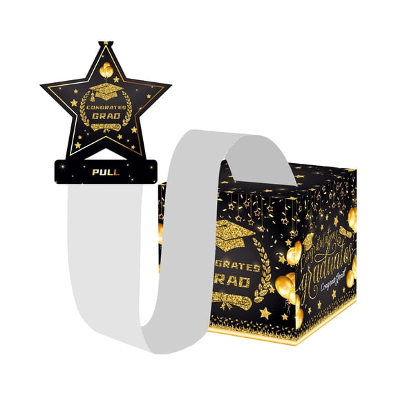 Class of 2026 Graduation Cash Pull Box – Black Gold Surprise Money Gift Box with 30 Cash Bags, 2026 Graduation Party Decoration Supplies for Grads, Congrats Grad Decor & Fun Cash Pulling Game