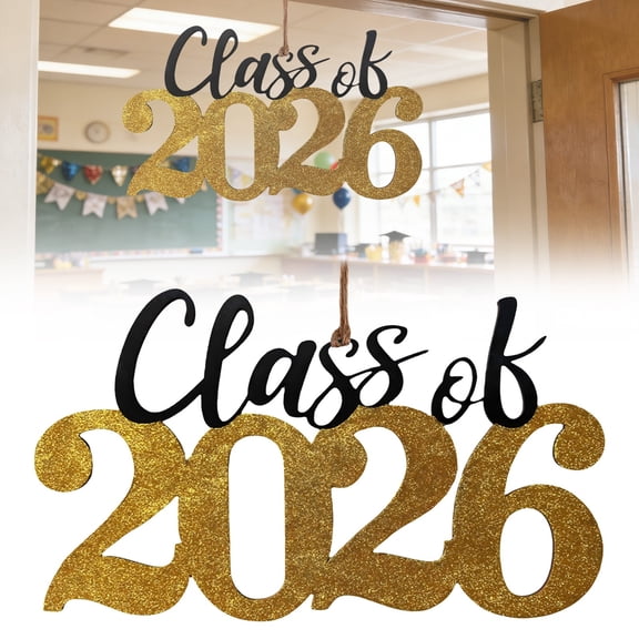 Class of 2026 Graduation Decorations Wooden Hanging Sign, 2026 Congratulations Graduation Sign, Graduation Party Decorations for Class of 2026, Wood Graduation Signs Gold 15.75 Inch 1Pcs