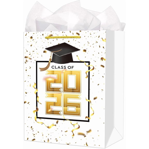 Class of 2026 Graduation Gift Bags - 13" Large Congratulations Bag with Tissue Paper Handle for High School College Graduates Grad Party Favors Celebrations
