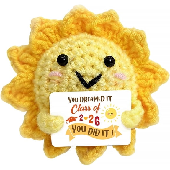 Class of 2026 Graduation Gifts Positive Crochet Sun Doll, Emotional Support Crochet Dolls - Graduation Gifts, College and Masters Graduates Congratulations Present