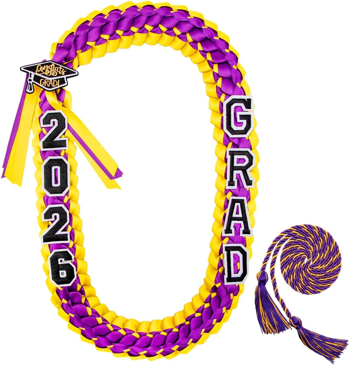 Class of 2026 Graduation Lei Double Braided Ribbon Necklace, Two-Tone ...