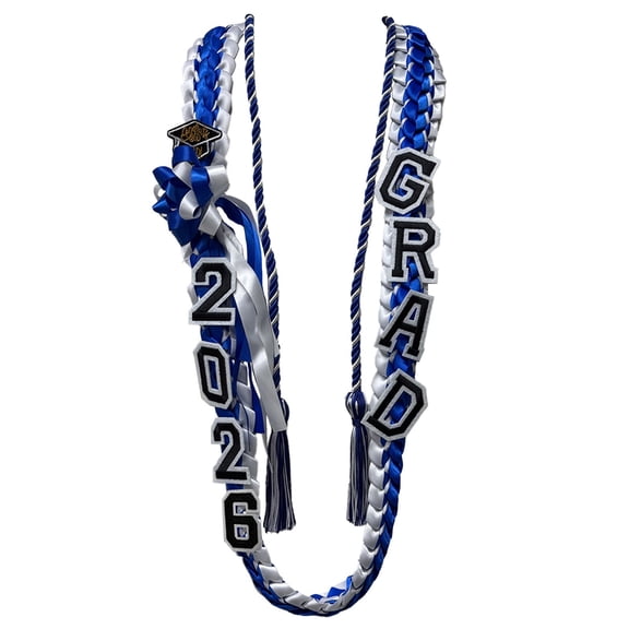 Class of 2026 Graduation Leis, Handmade Double Braided Ribbon Money Leis Graduation Necklaces Sashes,Durable Keepsake Leis for High School College Graduation Ceremony Party Gifts,blue & white