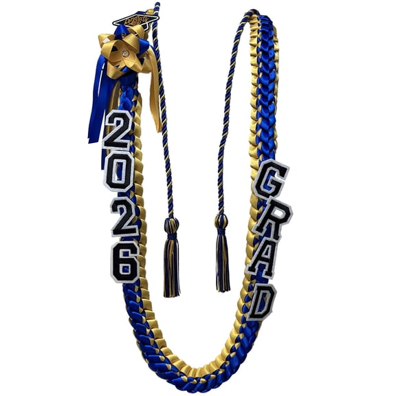 Class of 2026 Graduation Leis, Handmade Double Braided Ribbon Money Leis Graduation Necklaces Sashes,Durable Keepsake Leis for High School College Graduation Ceremony Party Gifts,blue & gold