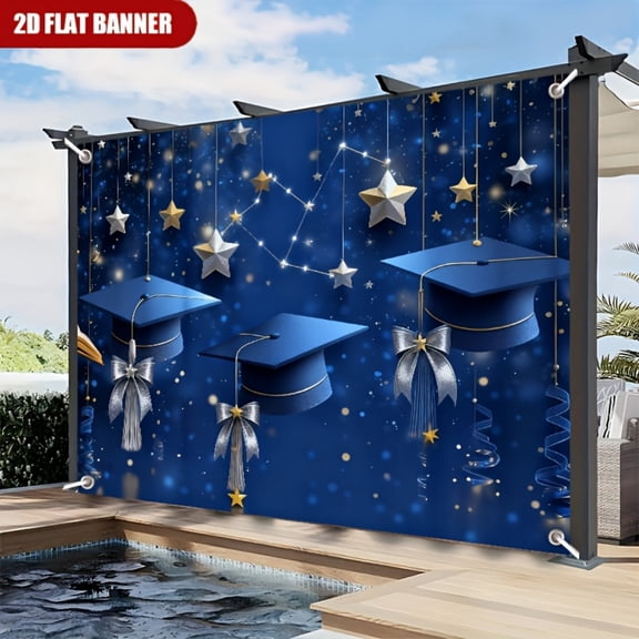Class of 2026 Graduation Party Decorations Banner Tapestry Starry Sky Graduation Cap Pattern Fabric Backdrop Congrats Grad Photo Booth Prop Background for High School College Decor Multiple Sizes