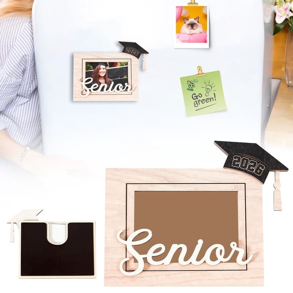 Class of 2026 Graduation Photo Frame – Inspirational Magnetic Wood Frame for Refrigerator, Locker, or Desk – Grad Gift for Friends, Family, Seniors, A