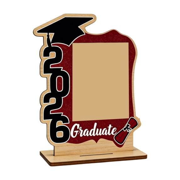 Class of 2026 Graduation Picture Frame Fits a Photo Wooden Graduate Small Photo Holder with Blessing Words for Kindergarten Preschool High School Gift(5.91*7.87")