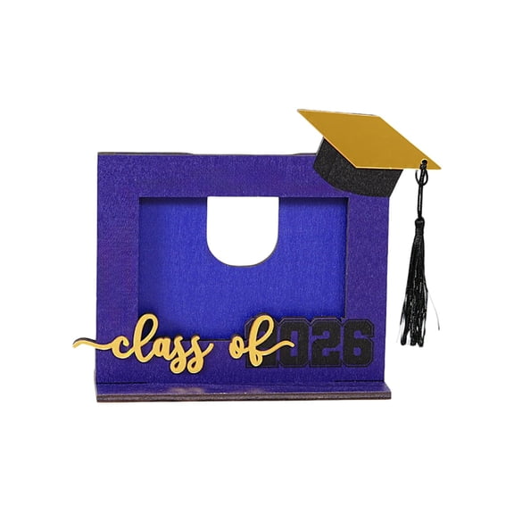 Class of 2026 Graduation Picture Frame Vertical Wooden Shadow Box, Commemorative Desktop Photo Display Ornament for High School Graduates School Decoration and Grad Gift
