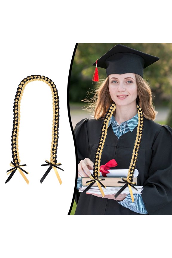 Class of 2026 Graduation Ribbon , Lei Kukui Nuts Lei Necklace Chunky Black Hawaiian Bow Necklace Compass Necklace for Women Braided Necklaces for High School College Imitation Kukui Nuts Necklaces