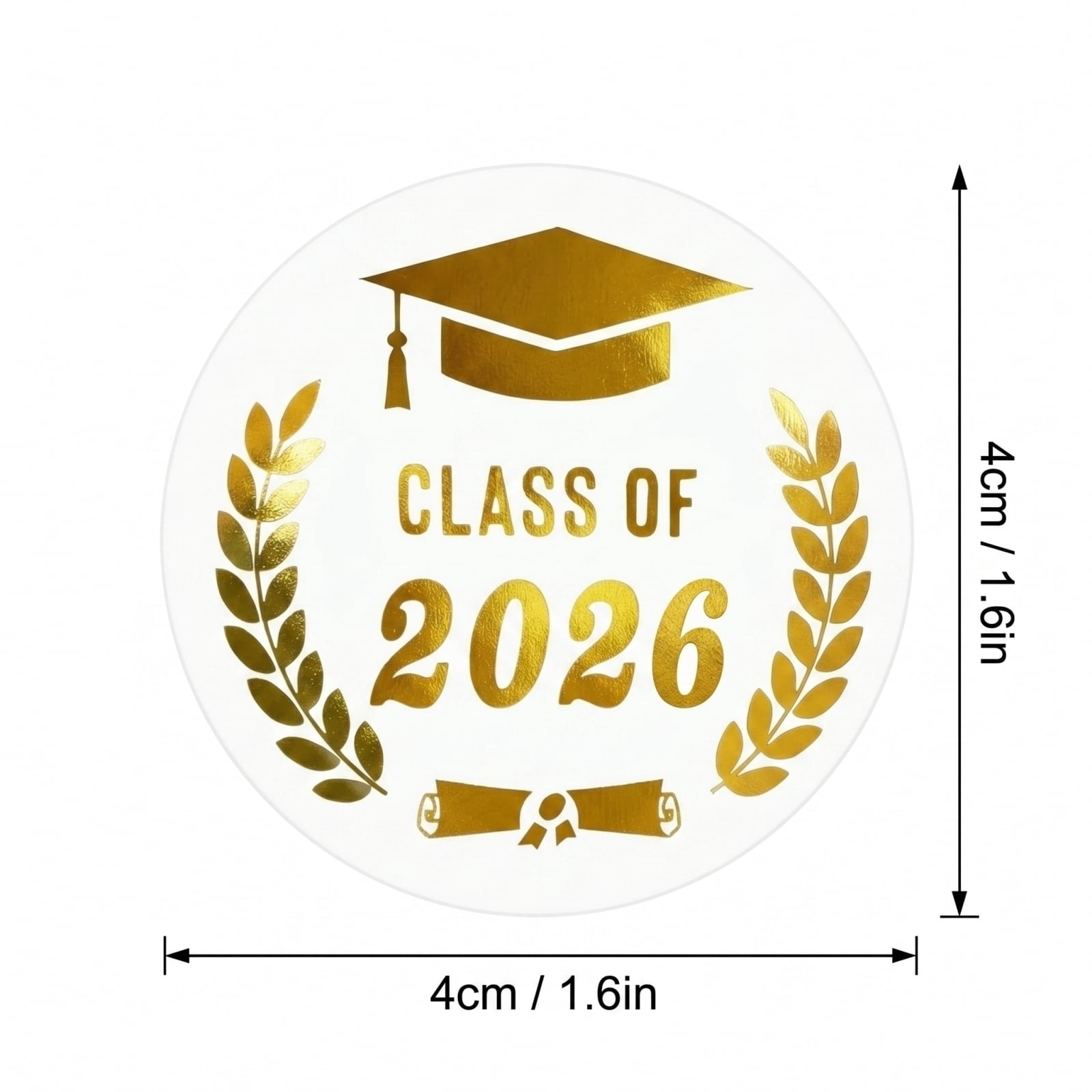Class of 2026 Graduation Stickers 120Pcs, 1.6 Inch Elegant Gold Foil ...