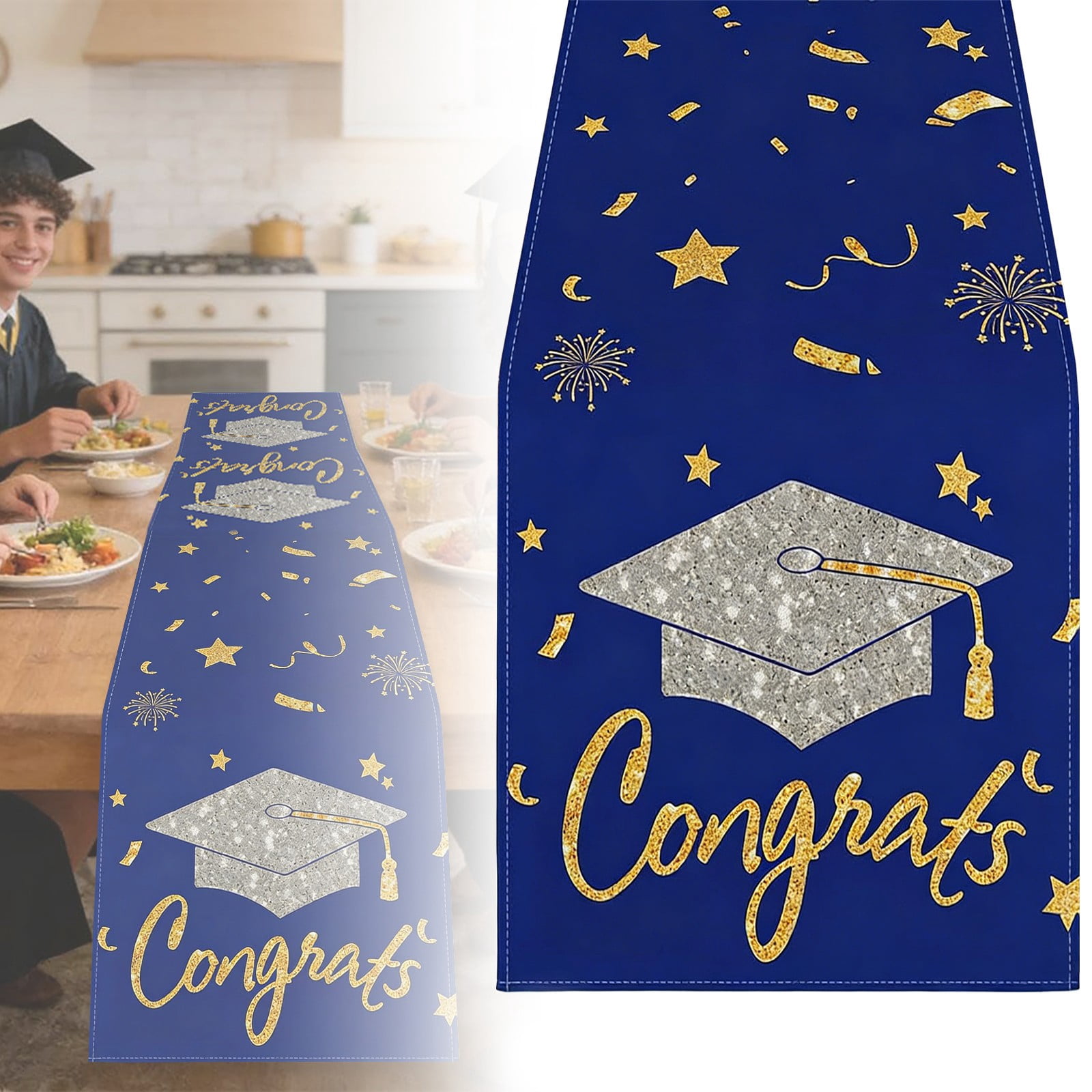 Grad Table Linen Class of 2026 Graduation Table Runner, Congrats Grad Table Decor with ...