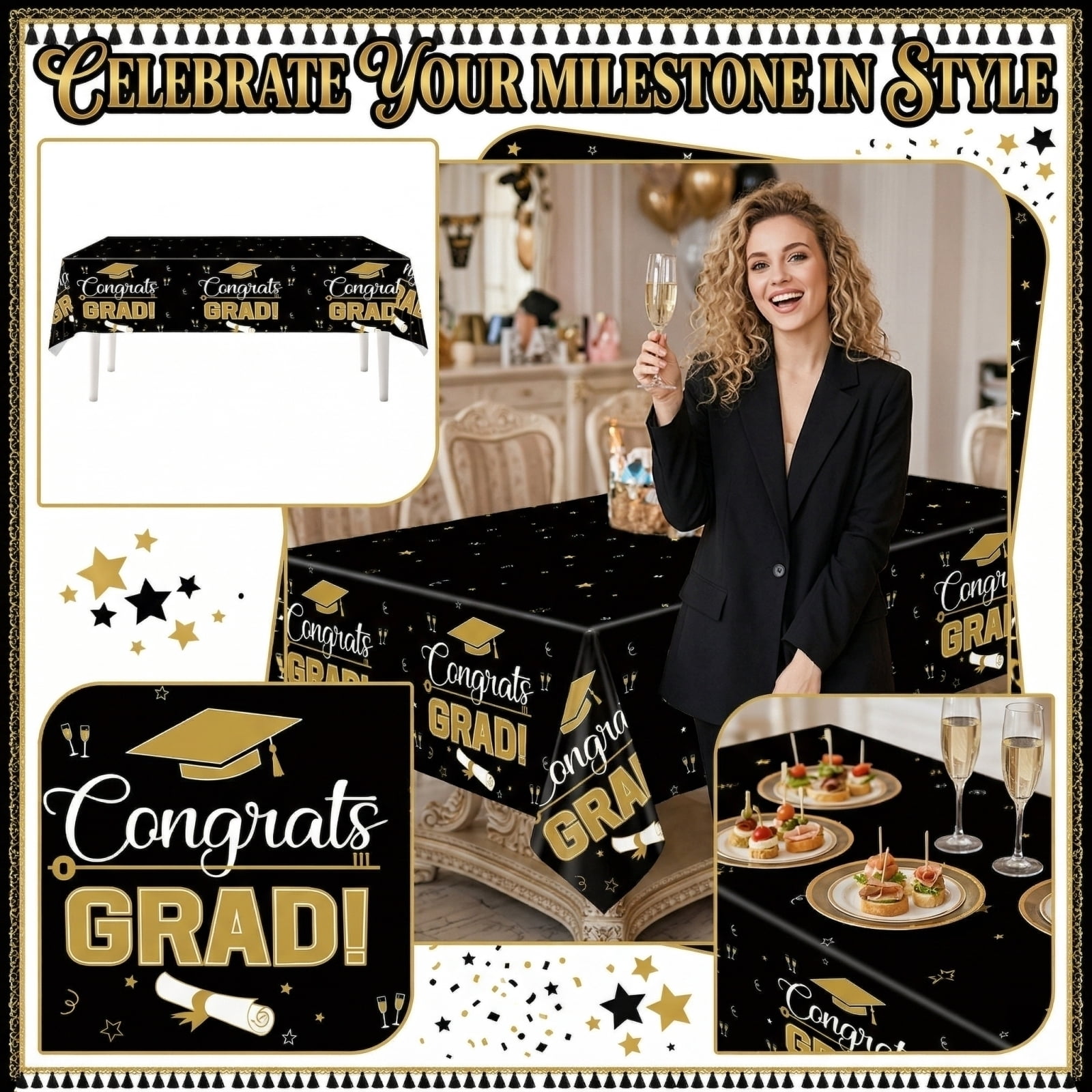 Grad Table Linen Class of 2026 Graduation Tablecloth Congrats Grad Table Cover 14 x 7 ...