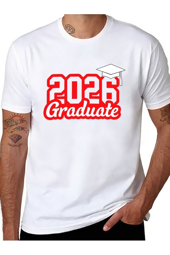 Class of 2026 Senior Graduation T-Shirt Oversized 
Black Red Number 26 Graduate Slogan Print Loose Fit 
High School Diploma Design for Prom Graduation Party 
Senior Week Unisex Men Women Short Sleeve