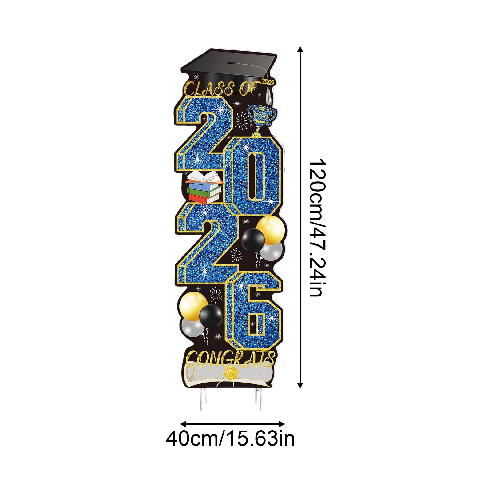 Class of 2026 Sign for Outdoor Lawn, 2026 Graduation Decorations Yard Signs, Large MulticolorGlitter Graduation Cap Decorations, Congrats Grad Graduation Yard Signs Class of 2026 Party Decor