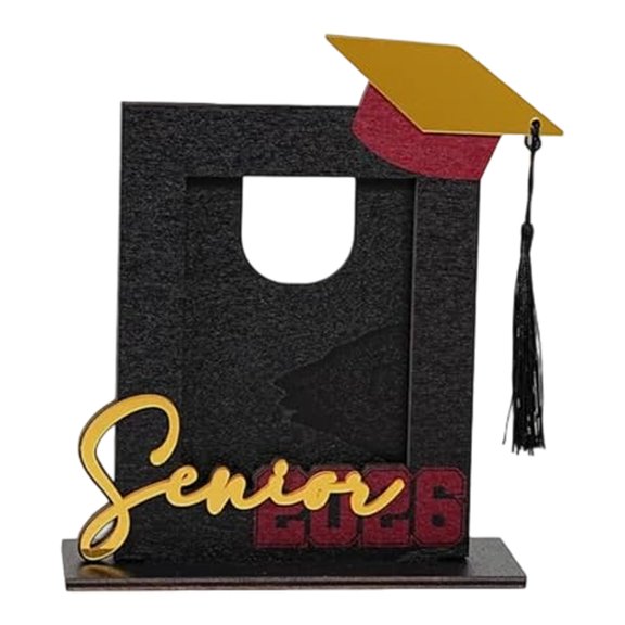 Class of 2026 Wooden Graduation Picture Frame, Vertical Portrait Shadow Box Desktop Ornament, Commemorative Photo Display for Graduates,Graduation Season Wooden Three-dimensional Photo Frame,Black