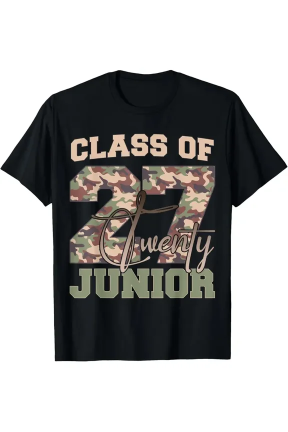Class of 2027 Graduation Junior High School T-Shirt - 11th Grade Birthday, Black with Bold, Regular Fit Short Sleeve Tee for Senior Year, Back to School, Graduation Party