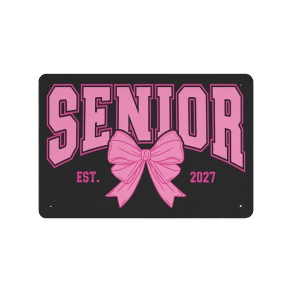 Class of 2027 Senior Metal Tin Sign, 11.81x7.87 Inch Decorative Iron Wall Plaque with Pre-Drilled Holes, Senior Year Keepsake for Indoor Wall Display, Back to Season and Graduation Gift