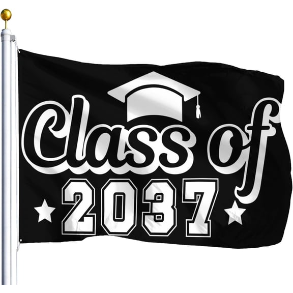 Class Of 2037 Grow With Mes Handprints Kindergarten Graduation Flags 3x5 Outdoor Positive 3x5 Flag Outdoor Banner For 3x5 Ft, Graduation Gifts For Women