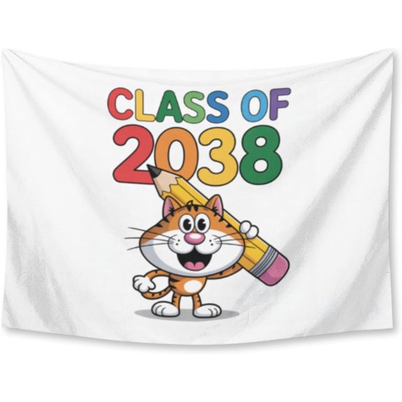 Class Of 2038 Tiger, Kindergarten Teacher, First Day Of School Tapestry for Bedroom Wall Hanging Decor for Dorm Living Room College, 30" X 40" Indoor Outdoor