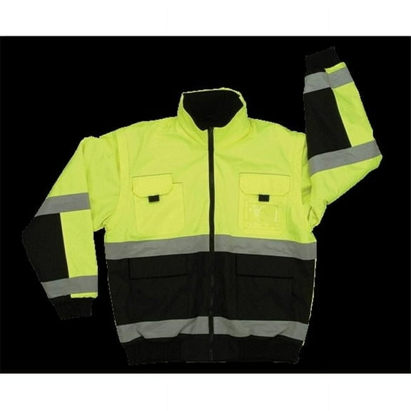 Class 3 Reversible Bomber Jacket - Black & Lime, Medium