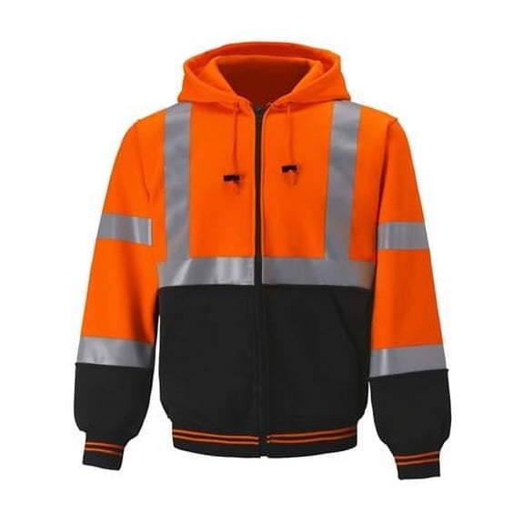 Class 3 Two Tone Hoodie Sweatshirt, Orange - Large