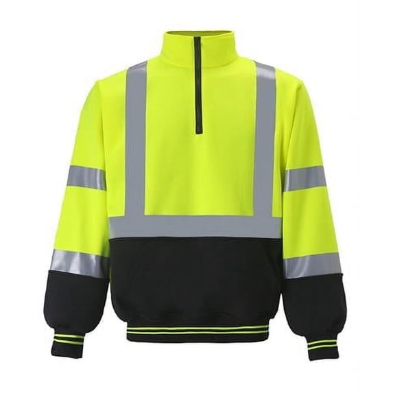 Class 3 Two Tone Quarter Zip Sweatshirt, Lime - Medium