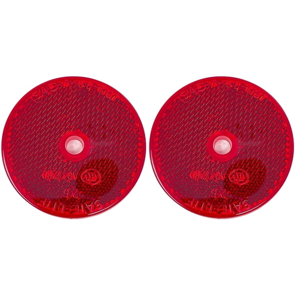 Class A 2" Round Reflector with Center Mounting Hole 2X Red for Trailers, Trucks