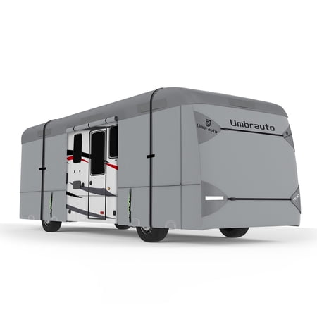 Class A RV Cover 7 Layers Anti-UV for 37'-40' Motorhome, Windproof Camper Cover Motorhome with 2 Extra Straps Repair Patches Gutter Covers