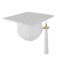 thumbnail image 1 of Class Act Graduation Adult Unisex Matte Mortarboard Graduation Cap with Matching Gold Charm Tassel, White, 1 of 9