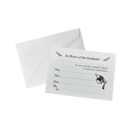 Class Act Graduation Graduation Celebration Invitation Write In Cards for Open House Party 25 pack, white