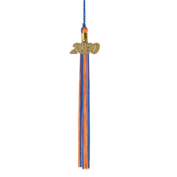 Class Act Graduation Graduation Tassel - 2019 - Gold Charm - 2 Color, Blue / Orange