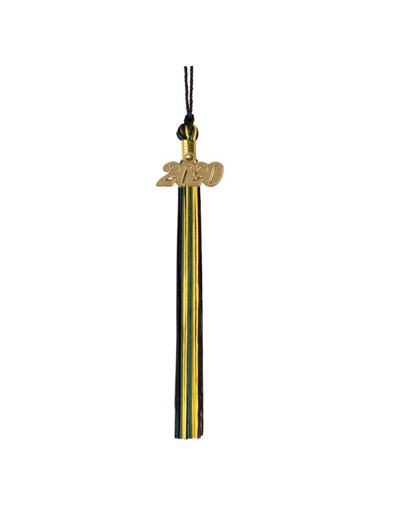 Graduation Tassel - 2019 - Gold Charm - 2 Color, Dark Green / Gold