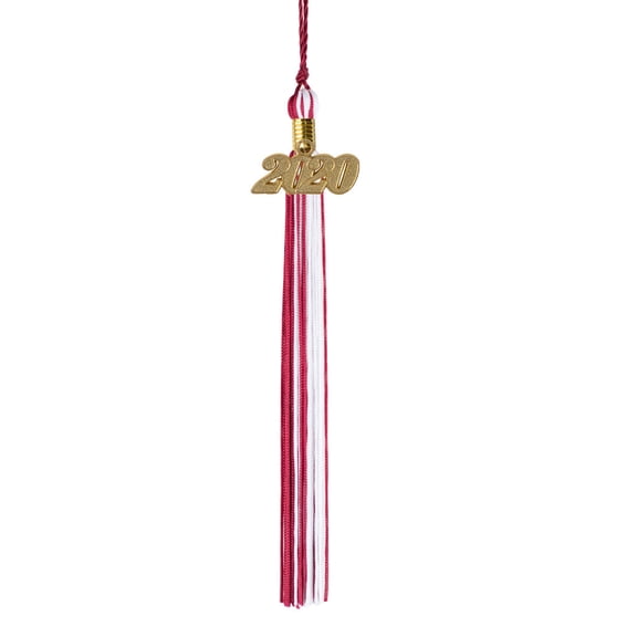 Class Act Graduation Graduation Tassel - 2019 - Gold Charm - 2 Color, Maroon / White