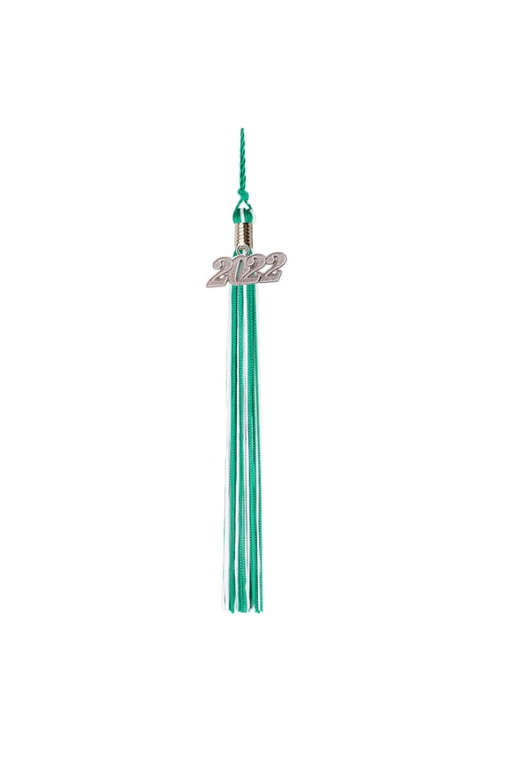 Graduation Tassel - 2019 - Silver Charm - 2 Color, Green / White
