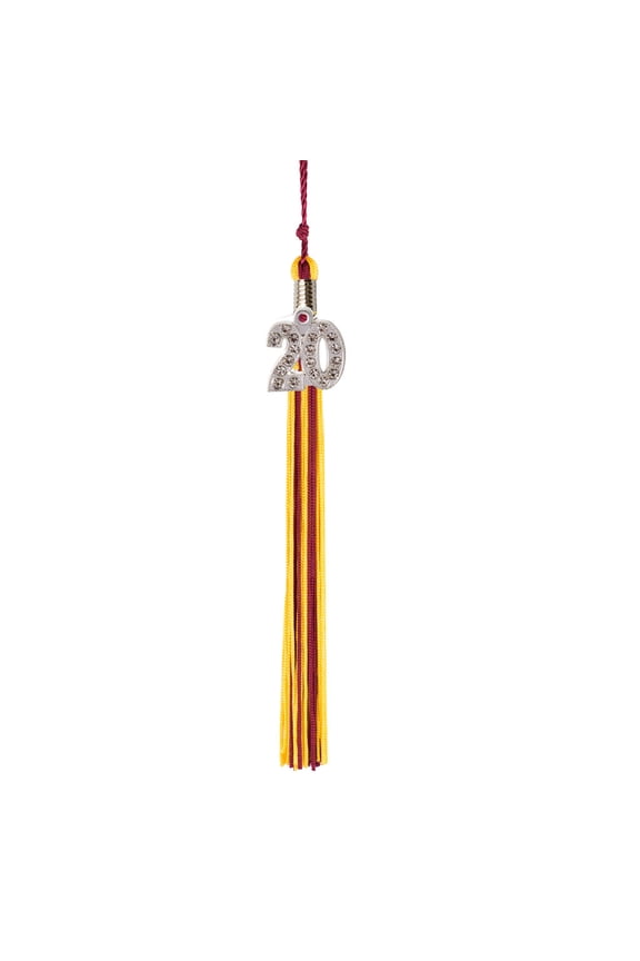 Graduation Tassel - 2020 - Bling Charm - 2 Color, Maroon / Gold