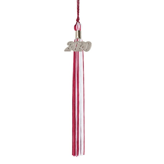 Class Act Graduation Graduation Tassel - 2020 - Silver Charm - 2 Color, Maroon / White