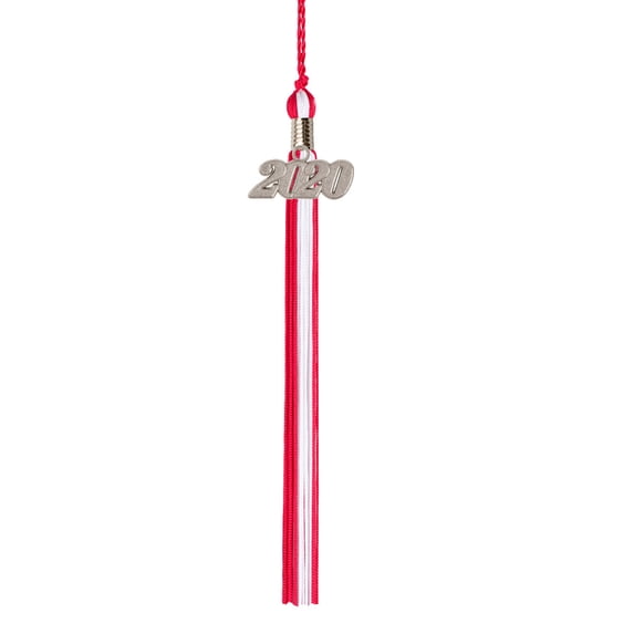 Class Act Graduation Graduation Tassel - 2020 - Silver Charm - 2 Color, Red / White