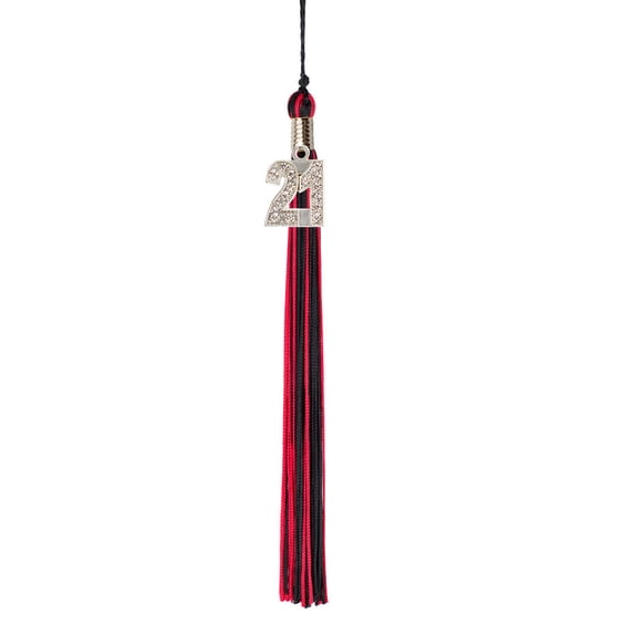 Class Act Graduation Graduation Tassel - 2021 - Bling Charm - 2 Color, Black / Red