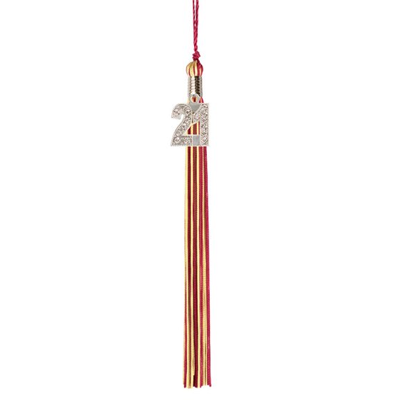 Class Act Graduation Graduation Tassel - 2021 - Bling Charm - 2 Color, Burgundy / Gold