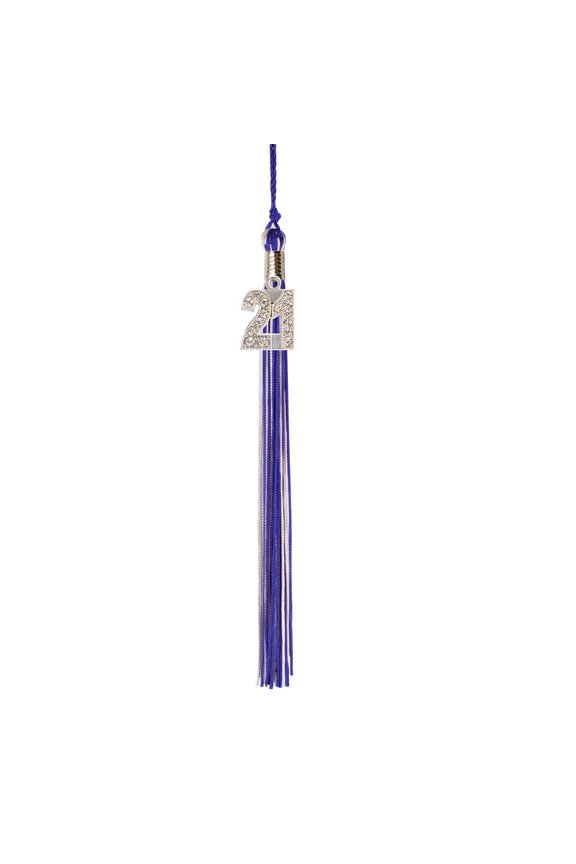 Graduation Tassel - 2021 - Bling Charm - 2 Color, Purple / White