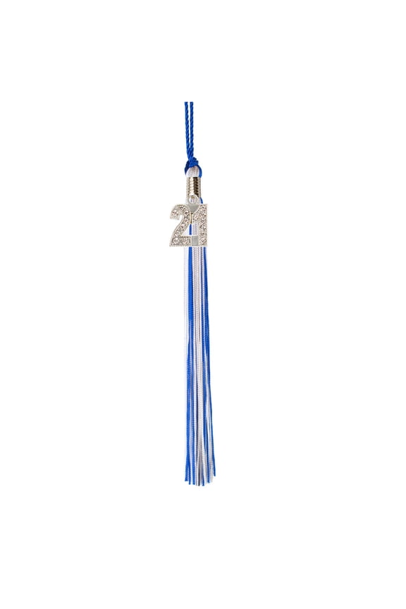 Graduation Tassel - 2021 - Bling Charm - 3 Color, Blue / Silver / White