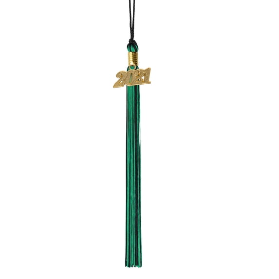 Class Act Graduation Graduation Tassel - 2021 - Gold Charm - 2 Color, Black / Green