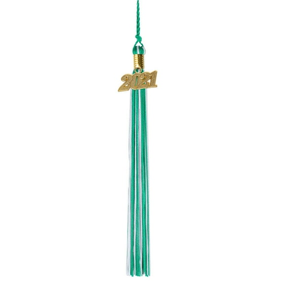 Class Act Graduation Graduation Tassel - 2021 - Gold Charm - 2 Color, Green / Silver