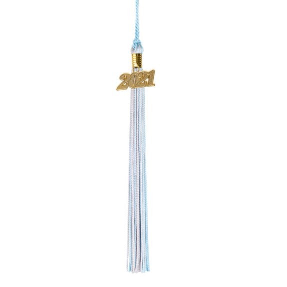 Class Act Graduation Graduation Tassel - 2021 - Gold Charm - 2 Color, Light Blue / Silver