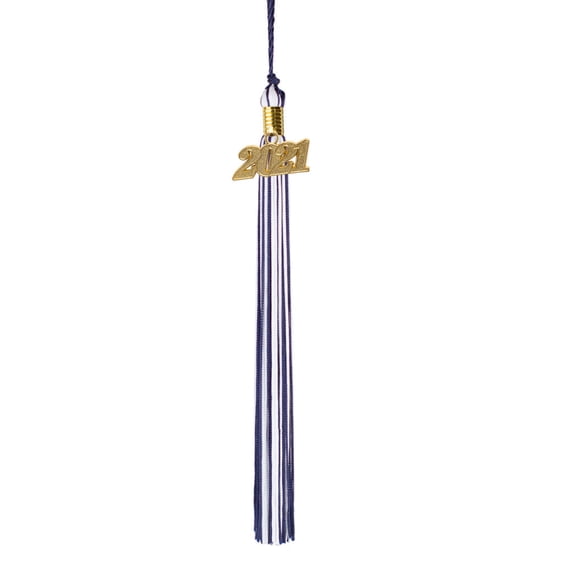 Class Act Graduation Graduation Tassel - 2021 - Gold Charm - 2 Color, Navy / White