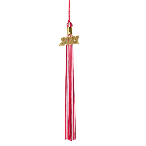 Class Act Graduation Graduation Tassel - 2021 - Gold Charm - 2 Color, Red / Silver