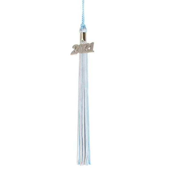Class Act Graduation Graduation Tassel - 2021 - Silver Charm - 2 Color, Light Blue / Silver