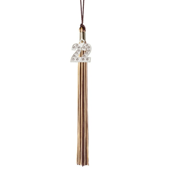 Class Act Graduation Graduation Tassel - 2022 - Bling Charm - 2 Color, Brown / Old Gold