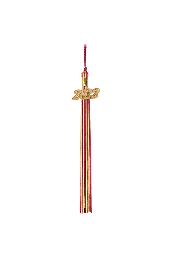 Graduation Tassel - 2022 - Gold Charm - 2 Color, Burgundy / Gold