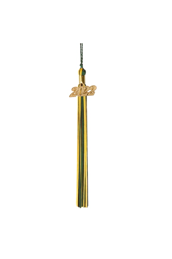 Graduation Tassel - 2022 - Gold Charm - 2 Color, Dark Green / Gold